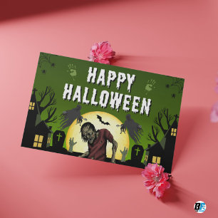 グリーン&ブラック ハッピー ハロウィン スプーキー ポストカード