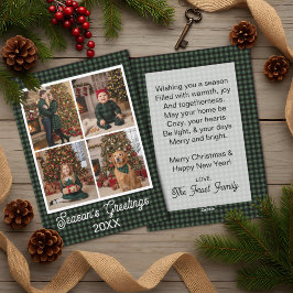 グリーン＆ブラック バッファロー プラッド オーダーメイド ネーム＆テキスト シーズンカード