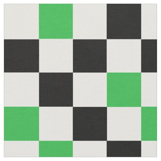 グリーン ブラック ホワイト チェック柄デザイン  ファブリック (クローズアップ)