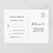 グリーン ブラック 幾何学的な花輪 ウェディング RSVP インビテーションポストカード (裏面)