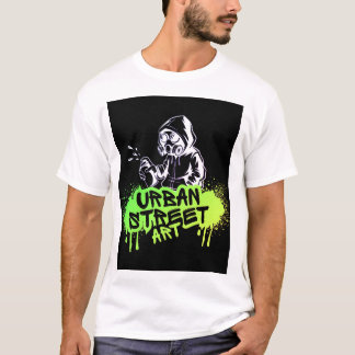 グリーン&ブラックEdgyアーバン通りアートTシャツ – はっきりした Tシャツ