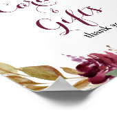 グリーン ブラッシュ バーガンディ フローラル カード＆ギフト サイン (角)