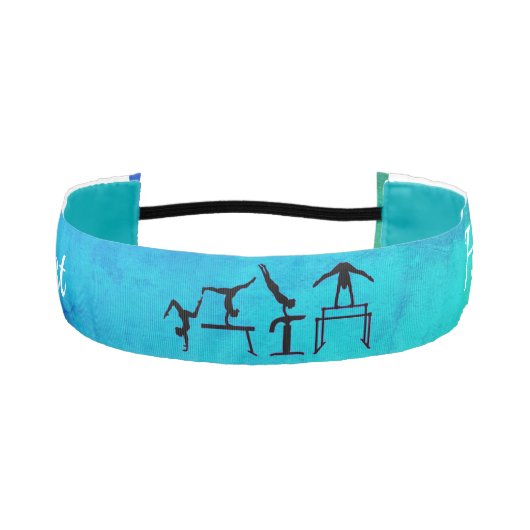 グリーン/ブルーグラデーションギムナストのヘッドバンドと彼女の名前！ アスレチックヘッドバンド (正面)