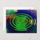 グリーン&ブルーコンテンポラリー抽象芸術アート ポストカード (正面/裏面)