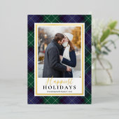 グリーン&ブルータータンチェックで一番幸せな休日の写真 箔シーズンカード (立ち正面)