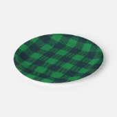 グリーン&ブルーバッファロープレイド紙プレート ペーパープレート (アングル)