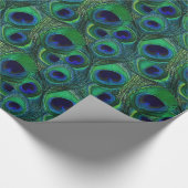 グリーン&ブルーピーコックフェザーギフトラッピング紙 ラッピングペーパー (角)