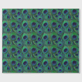 グリーン&ブルーピーコックフェザーギフトラッピング紙 ラッピングペーパー (フラット)
