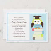 グリーン/ブルーフクロウ卒業パーティー招待状 招待状 (正面)