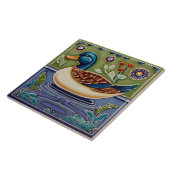 グリーン&ブルーマラードダックヨーロッパフォークアニマルアート タイル (側面)