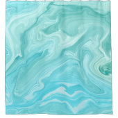 グリーン&ブルーマーブルスワール抽象芸術海ブリーズ シャワーカーテン (正面)