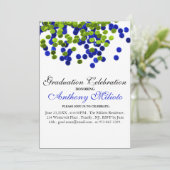 グリーン&ブルーメタリック紙吹雪卒業招待状 招待状 (スタンド正面)