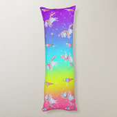 グリーン&ブルーユニコーンレインボー抱き枕 ボディピロー (裏面 (縦))