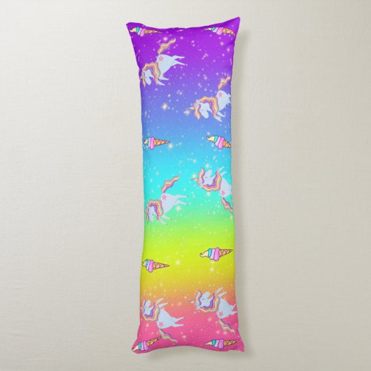 グリーン&ブルーユニコーンレインボー抱き枕 ボディピロー (裏面 (縦))