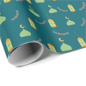 グリーン&ブルーラマダンカレムイードムバラクムスリム ラッピングペーパー (ロールコーナー)