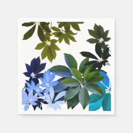グリーン&ブルー葉カクテルナプキン スタンダードカクテルナプキン
