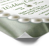 グリーン，ブルー，アイボリー,金ゴールドシルク&パール結婚ズ ポスター (角)