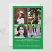 グリーン・ブルー・コンフェッティ卒業発表 招待状 (裏面)
