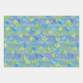 グリーン、ブルー、シルバーのマーメイドはかりで測 ラッピングペーパーシート (正面3)