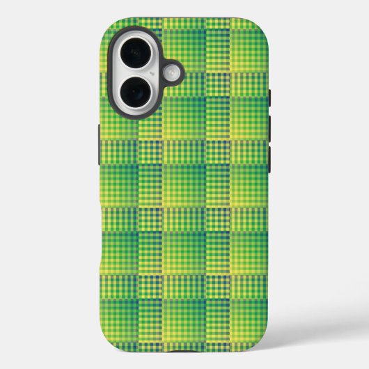 グリーン ブルー チェッカー 抽象的パターン Case-Mate iPhoneケース (裏面)