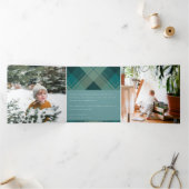 グリーン ブルー ティール プラッド 7 枚の写真 楽しいクリスマス 三つ折りクリスマスカード (内部)