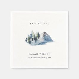 グリーン ブルー パイン ウッズ マウンテン ベイビー シャワー スタンダードカクテルナプキン