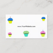 グリーン、ブルー、ピンクつや消しチョコレートカップケーキ 名刺 (裏面)