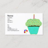 グリーン、ブルー、ピンクつや消しチョコレートカップケーキ 名刺 (正面)