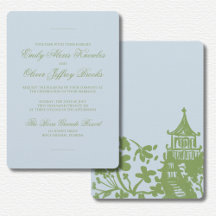 グリーン ブルー フローラル ウォーターカラー ウェディング