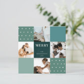 グリーン ブルー プライド 4 フォト クロス メリークリスマス シーズンカード (スタンド正面)