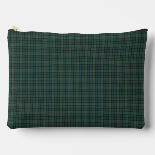 グリーン ブルー プリント タータン柄 アクセサリーポーチ (正面)