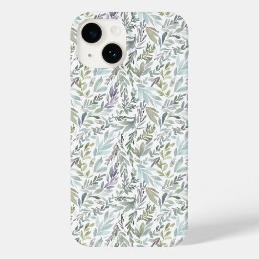 グリーン ブルー ボタニカル ウォーターカラー Case-Mate iPhoneケース (裏面)