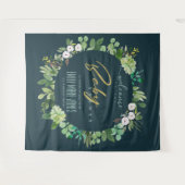 グリーン ブルー 植物 水彩 赤ちゃん歓迎 タペストリー (正面(横))