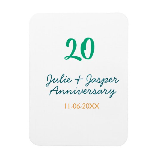 グリーン ブルー 20周年 名前 日付 オレンジ マグネット (縦)