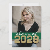 グリーン&ブロンズ金ゴールドフィルムストリップ5写真卒業 招待状 (裏面)