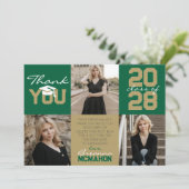 グリーン&ブロンズ金ゴールド3写真卒業 招待状 (スタンド正面)