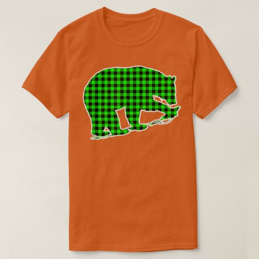 グリーン・プレイド・ベア Tシャツ (デザイン正面)