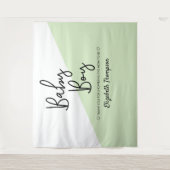 グリーン ベイビー ボーイ バックドロップ ウェルカム サイン ベイビー シャワー タペストリー (正面)