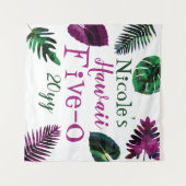 グリーン、ベリーピンクリーフ ハワイ 5-0 50歳誕生日 タペストリー (正面(横))