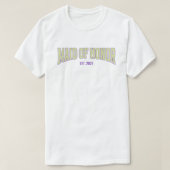グリーン+ベージュストライプパープルの首席花嫁付き添い Tシャツ (デザイン正面)