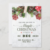 グリーン ベージュ ホワイト クリスマスパーティー招待状 シーズンカード (正面)