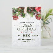 グリーン ベージュ ホワイト クリスマスパーティー招待状 シーズンカード (スタンド正面)