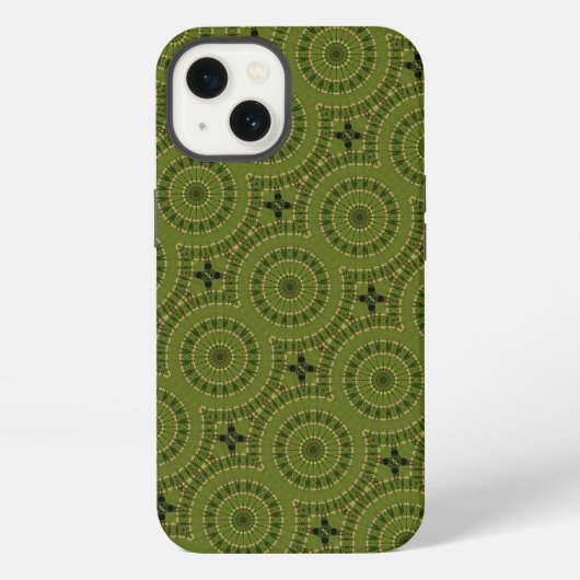 グリーン・ホイール・マンダラ iPhoneケース (裏面)
