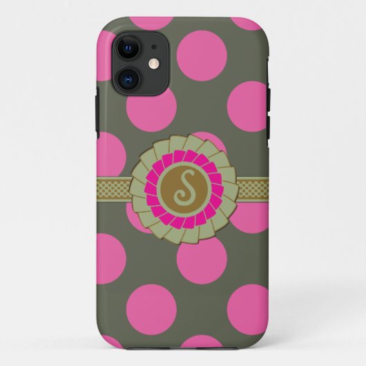 グリーン×ホットピンクの水玉柄iPhone 5ケース Case-Mate iPhoneケース (裏面)