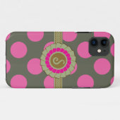 グリーン×ホットピンクの水玉柄iPhone 5ケース Case-Mate iPhoneケース (裏面(横))