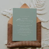 グリーン・ホワイトのカリグラフィー 50周年結婚記念日 招待状