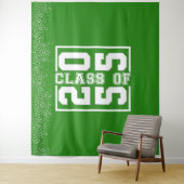 グリーン・ホワイトの卒業クラス スポーティなタイポグラフィー タペストリー (インサイチュ)