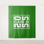 グリーン・ホワイトの卒業クラス スポーティなタイポグラフィー タペストリー (正面)