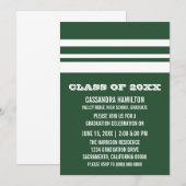 グリーン/ホワイトはっきりしたストライプ卒業招待状 招待状 (正面/裏面)