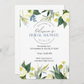 グリーン&ホワイトガーデン開花ブライダルシャワー 招待状 (正面/裏面)